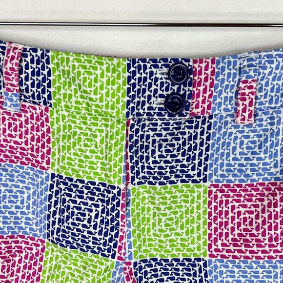 Vineyard Vines Whale Checker Print Low Rise Shorts Size 0 - Picture 2 of 8